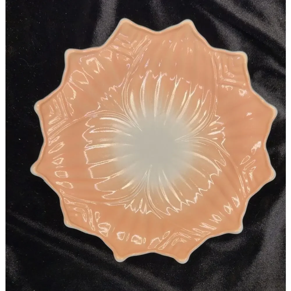 Vintage Pink Luster Porcelain Floral Vanity Plate Soap Dish 8 Inch